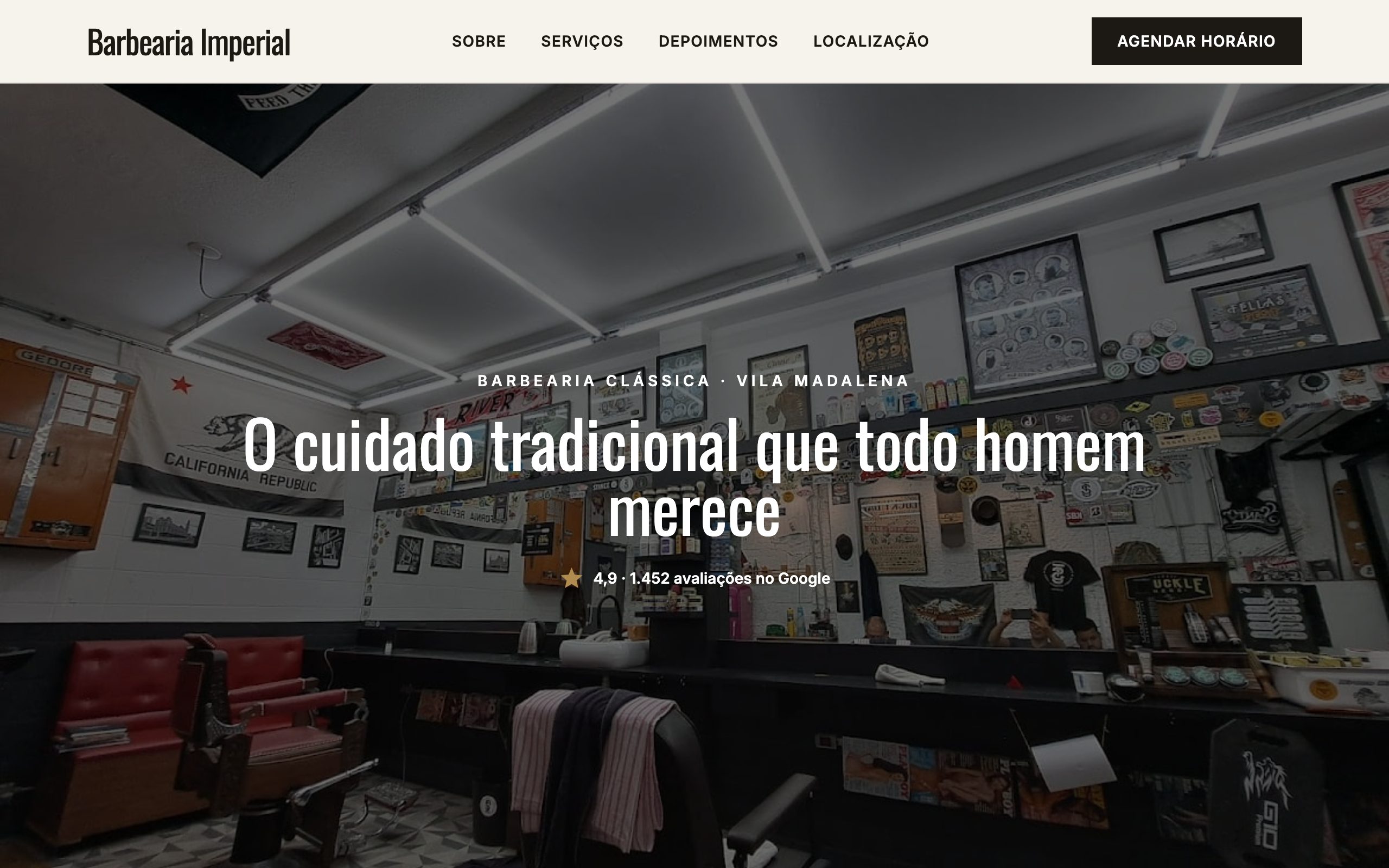 Barbearia Imperial — site de barbearia gerado pela SuaMarca