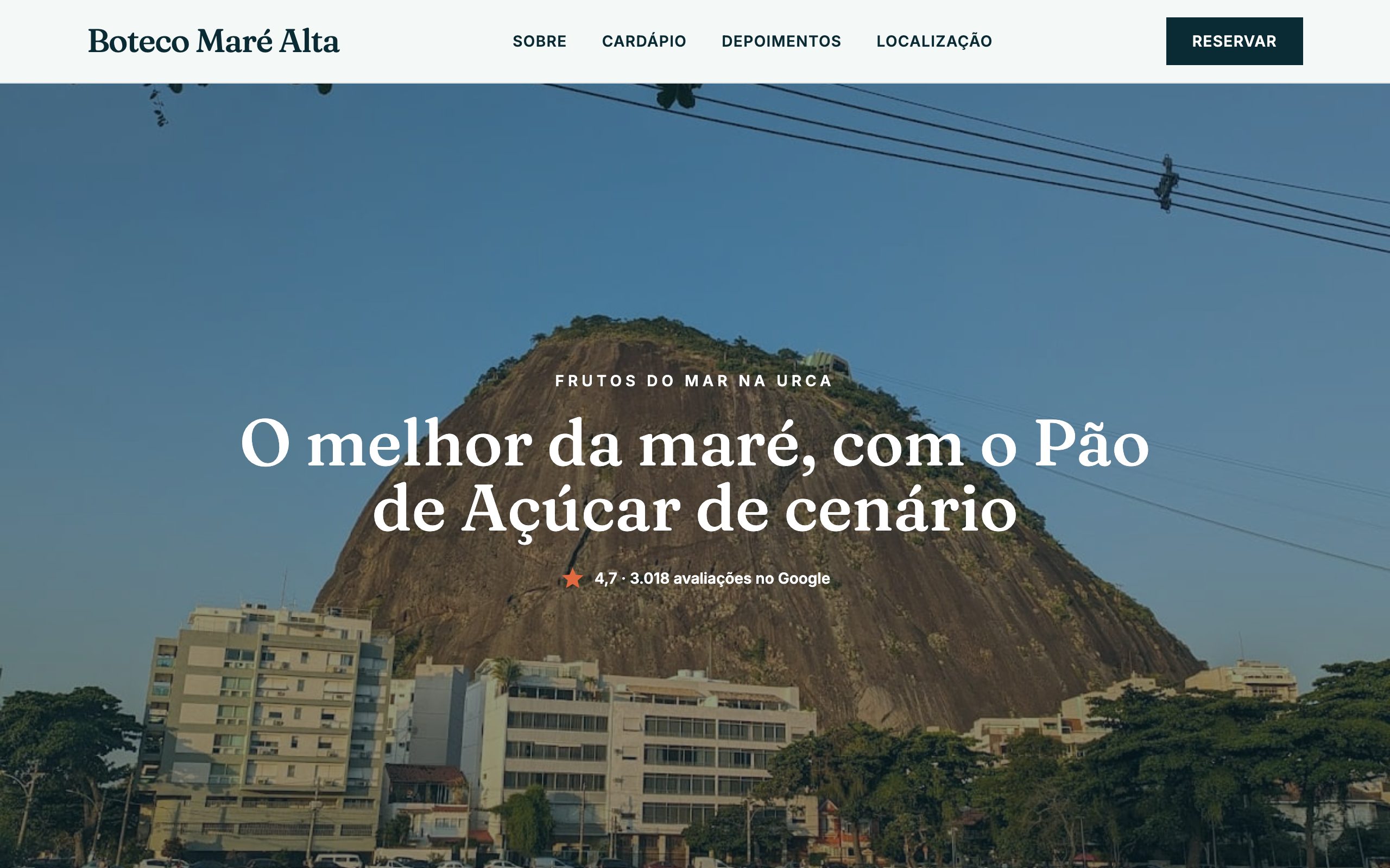 Boteco Maré Alta — site de restaurante gerado pela SuaMarca