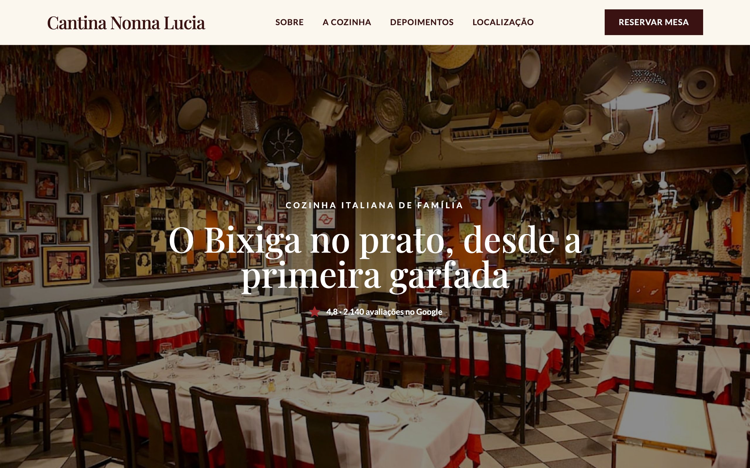 Cantina Nonna Lucia — site de restaurante gerado pela SuaMarca
