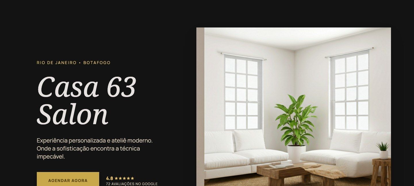 Casa 63 Salon — site de salão gerado pela SuaMarca