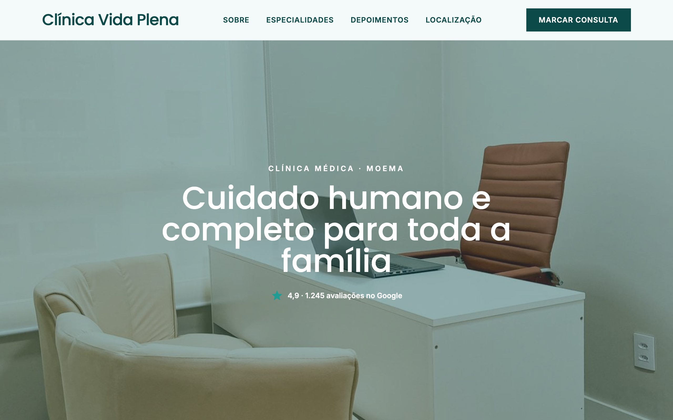 Clínica Vida Plena — site de clínica gerado pela SuaMarca
