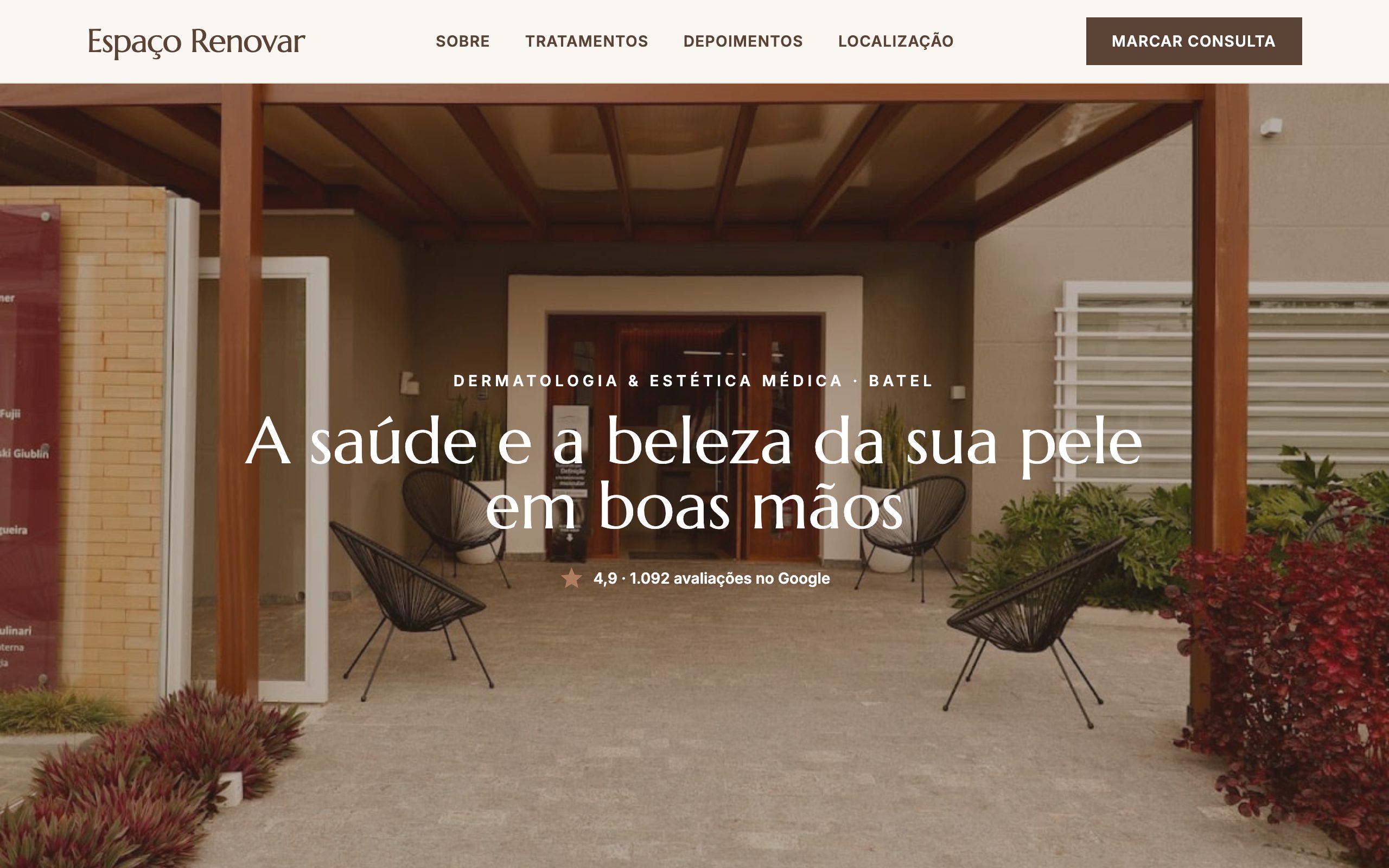 Espaço Renovar — site de dermatologia gerado pela SuaMarca