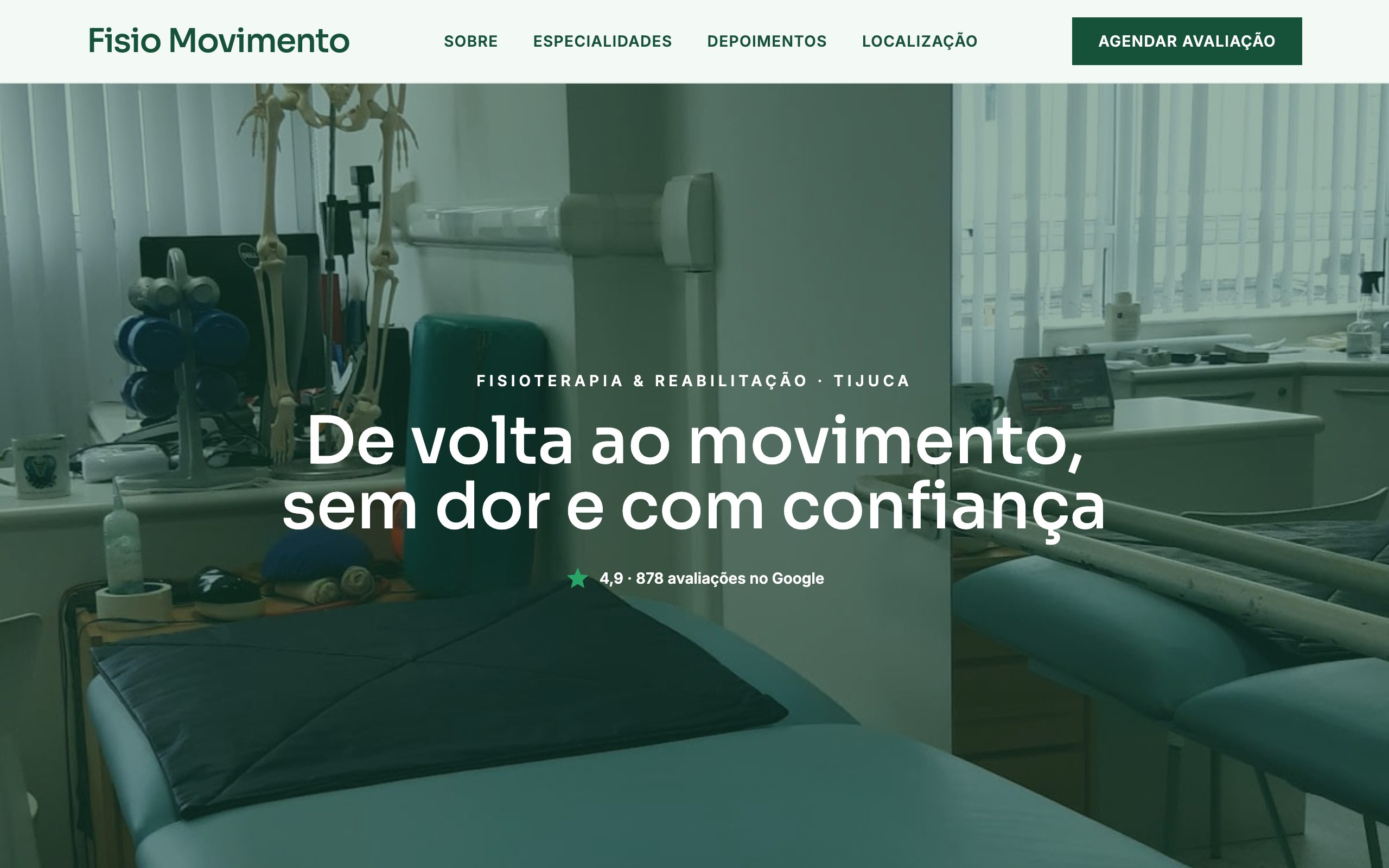 Fisio Movimento — site de fisioterapia gerado pela SuaMarca