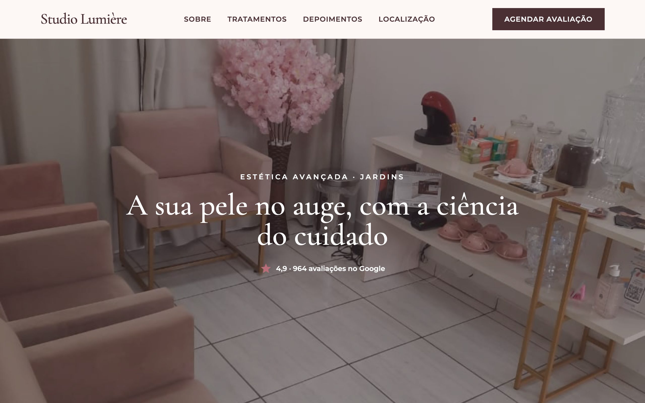 Studio Lumière — site de estética gerado pela SuaMarca